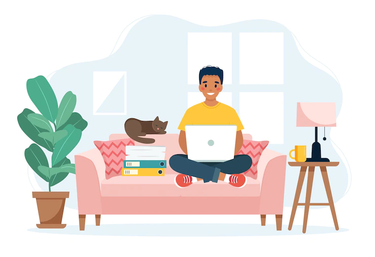 home-office-concept-man-working-from-home-sitting-sofa-remote-work-concept home-office-concept-man-working-from-home-sitting-sofa-remote-work-concept